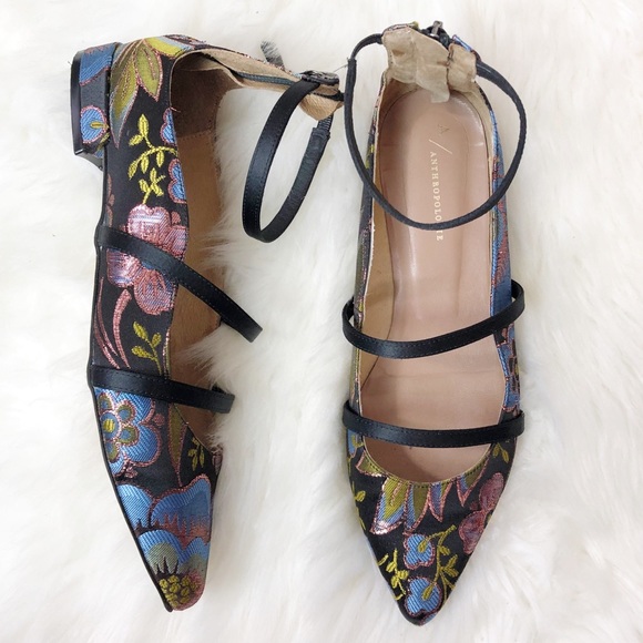 Anthropologie Shoes - Anthropologie Floral Strappy Ankle City Flats